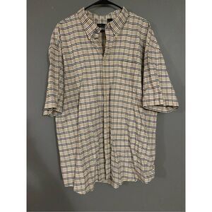 Van Heusen Plaid Button Up Polo Shirt Size 2XL
